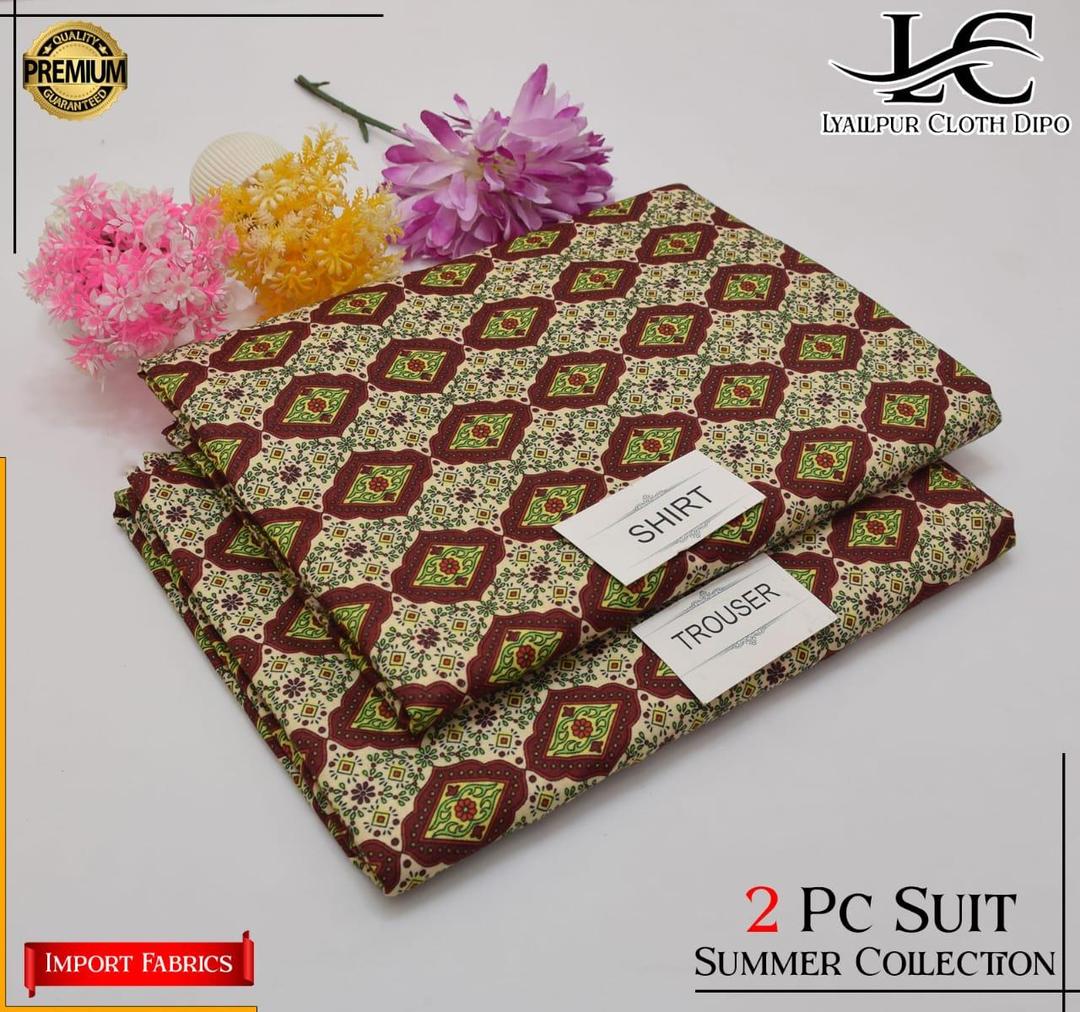 2 Pcs Women's Unstitched Printed Suit