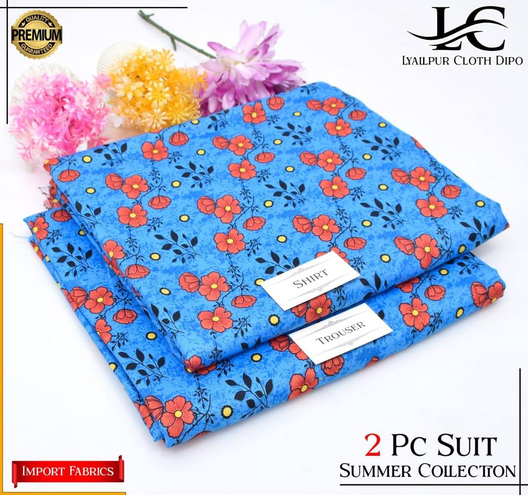 2 Pcs Women's Unstitched Printed Suit