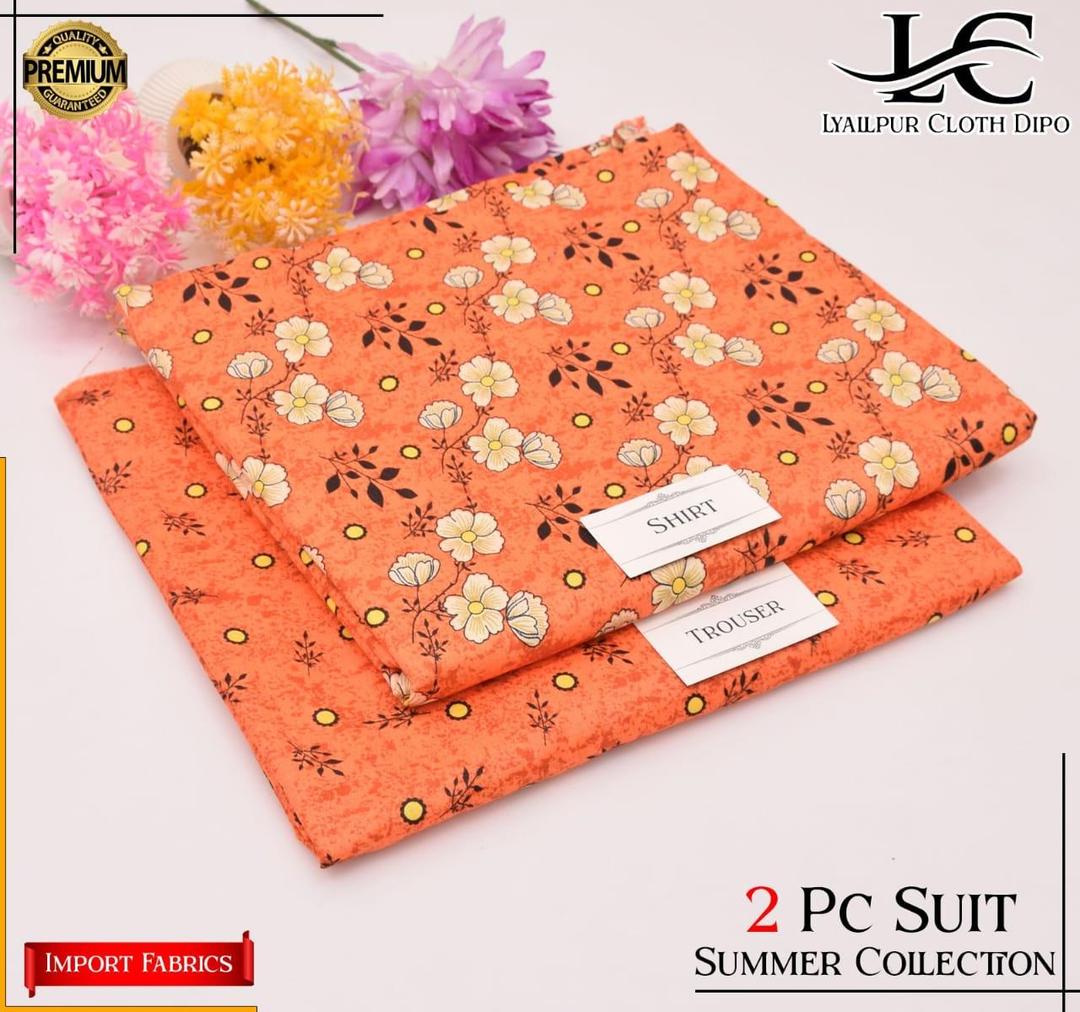 2 Pcs Women's Unstitched Printed Suit
