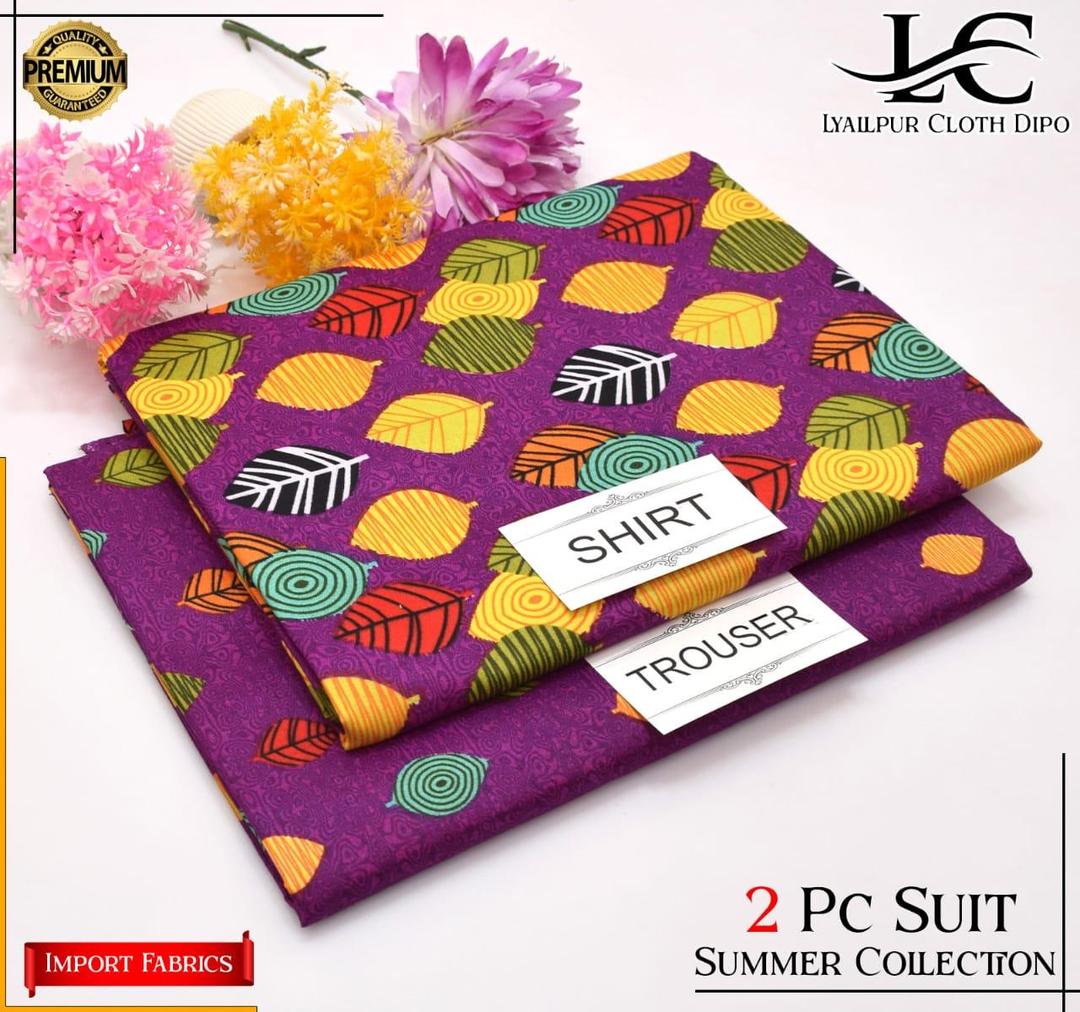 2 Pcs Women's Unstitched Printed Suit