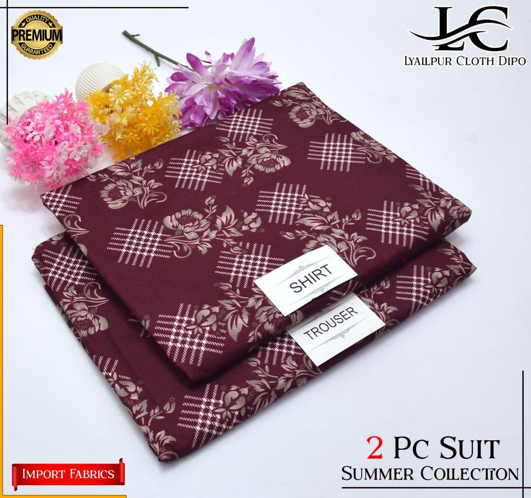 2 Pcs Women's Unstitched Printed Suit