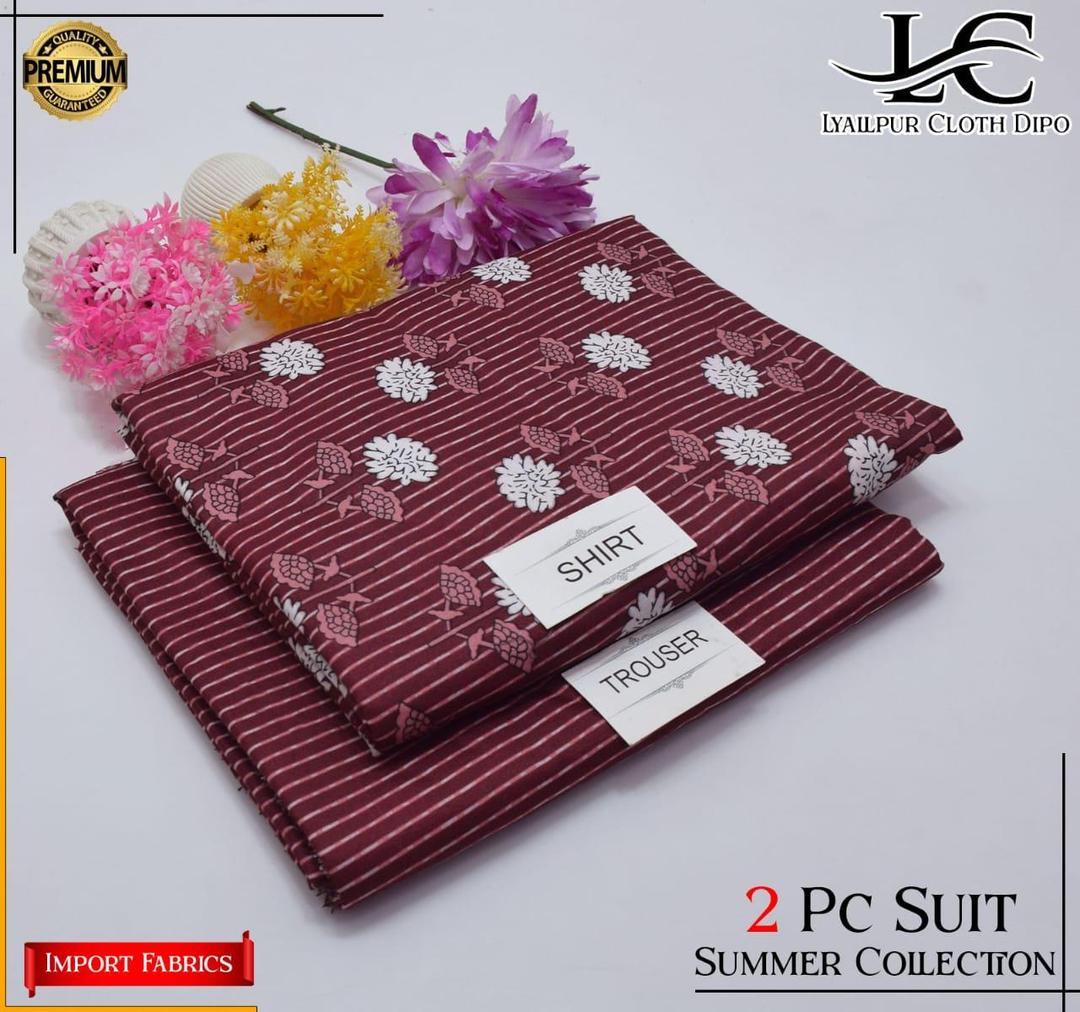 2 Pcs Women's Unstitched Printed Suit