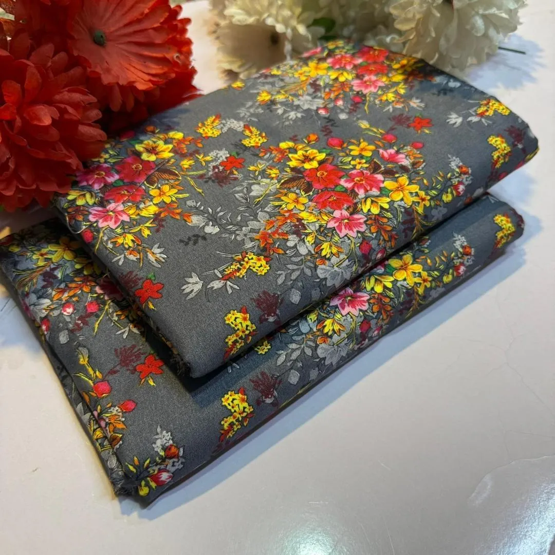 2 Pcs Women's Unstitched Printed Suit