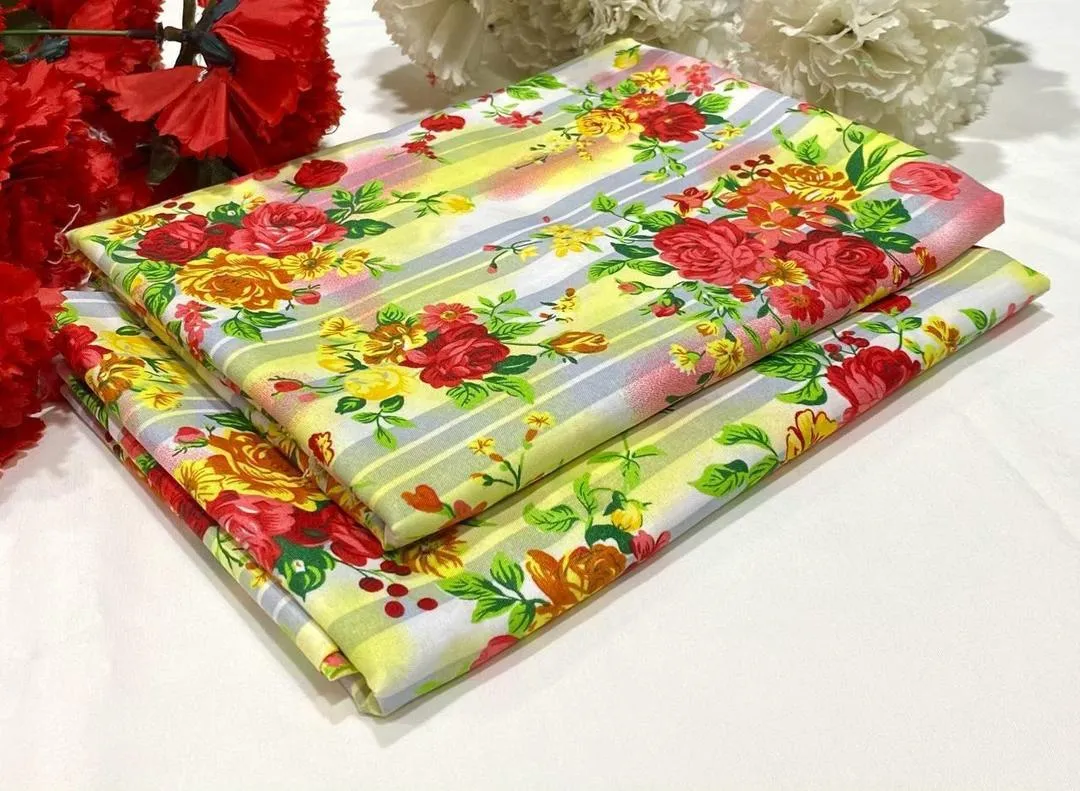 2 Pcs Women's Unstitched Printed Suit