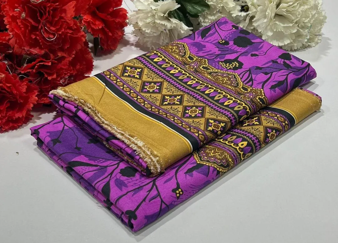 2 Pcs Women's Unstitched Printed Suit