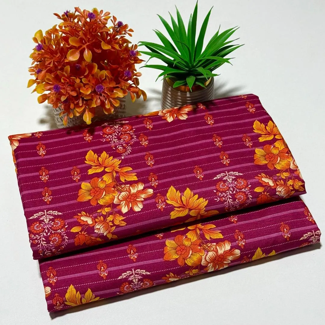 2 Pcs Women's Unstitched Printed Suit