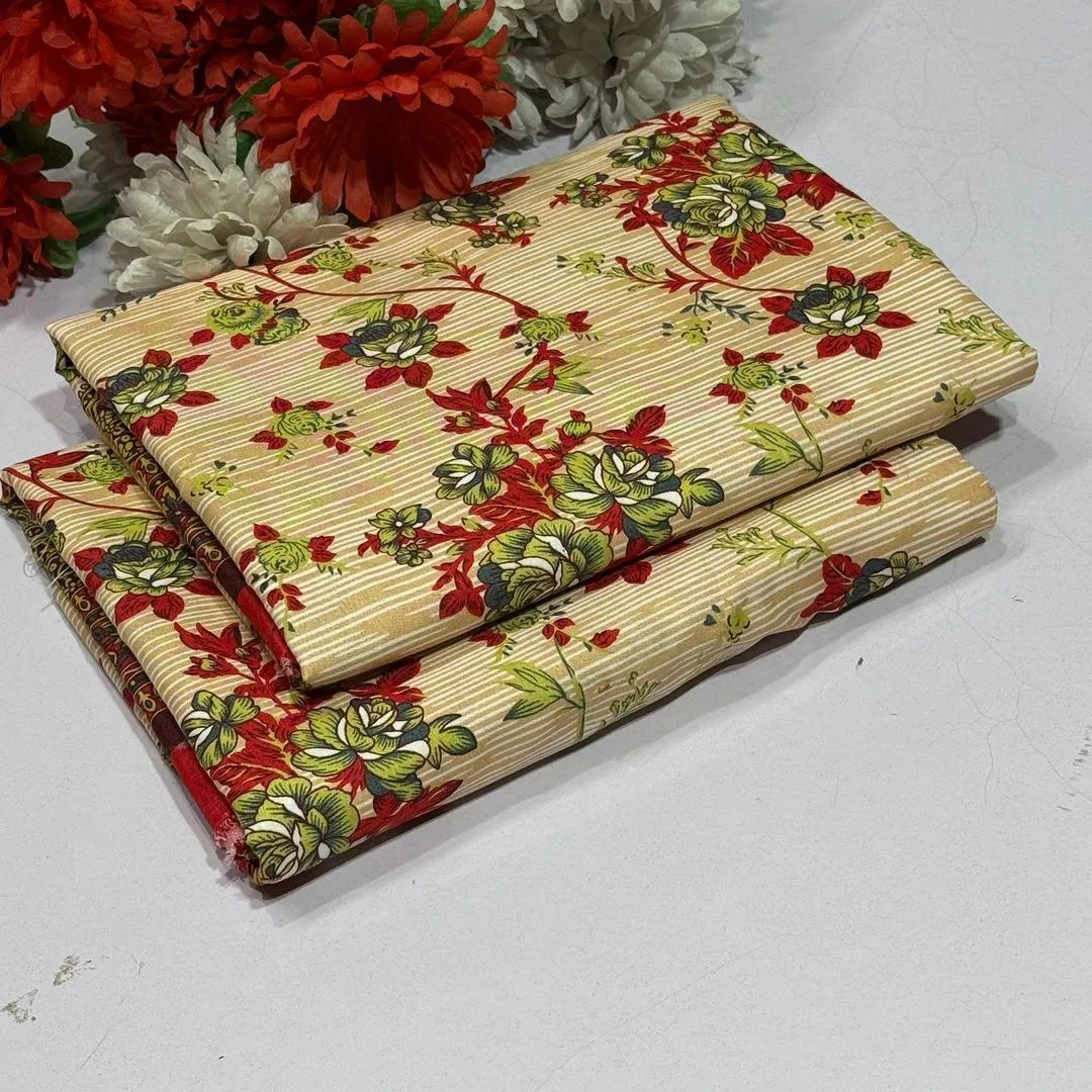 2 Pcs Women's Unstitched Printed Suit