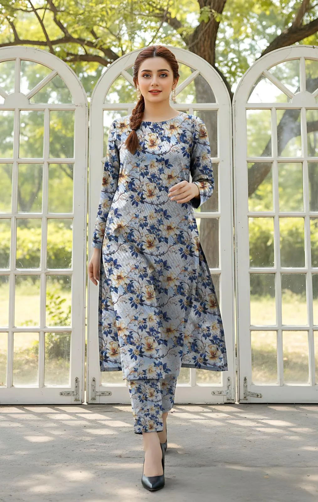 2 Pcs Women's Unstitched Printed Suit