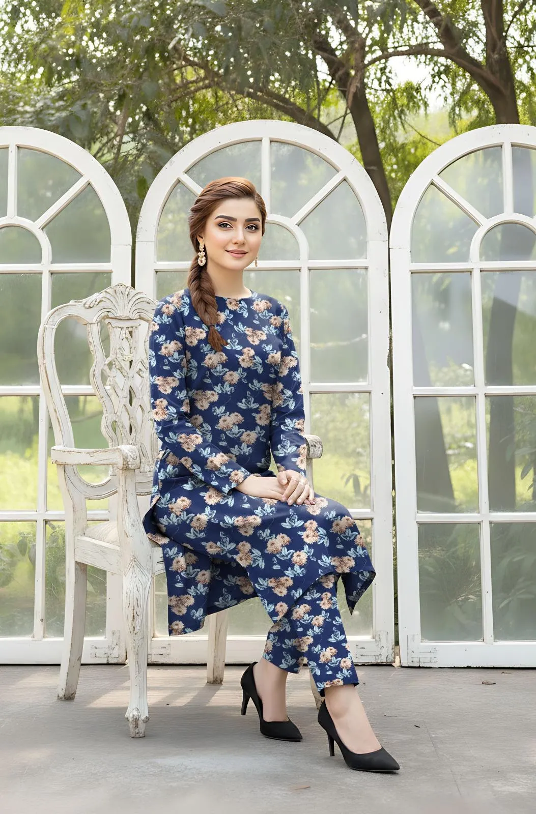 2 Pcs Women's Unstitched Printed Suit