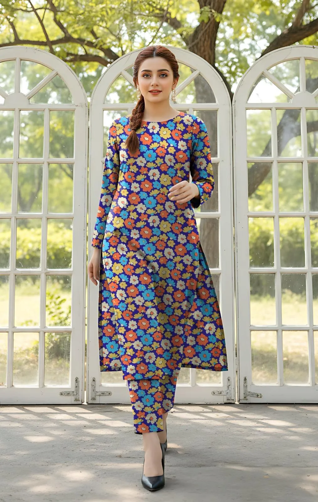 2 Pcs Women's Unstitched Printed Suit