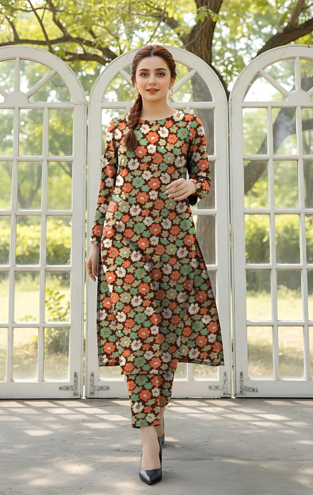 2 Pcs Women's Unstitched Printed Suit