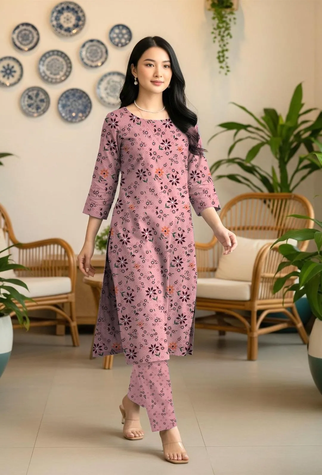 2 Pcs Women's Unstitched Printed Suit