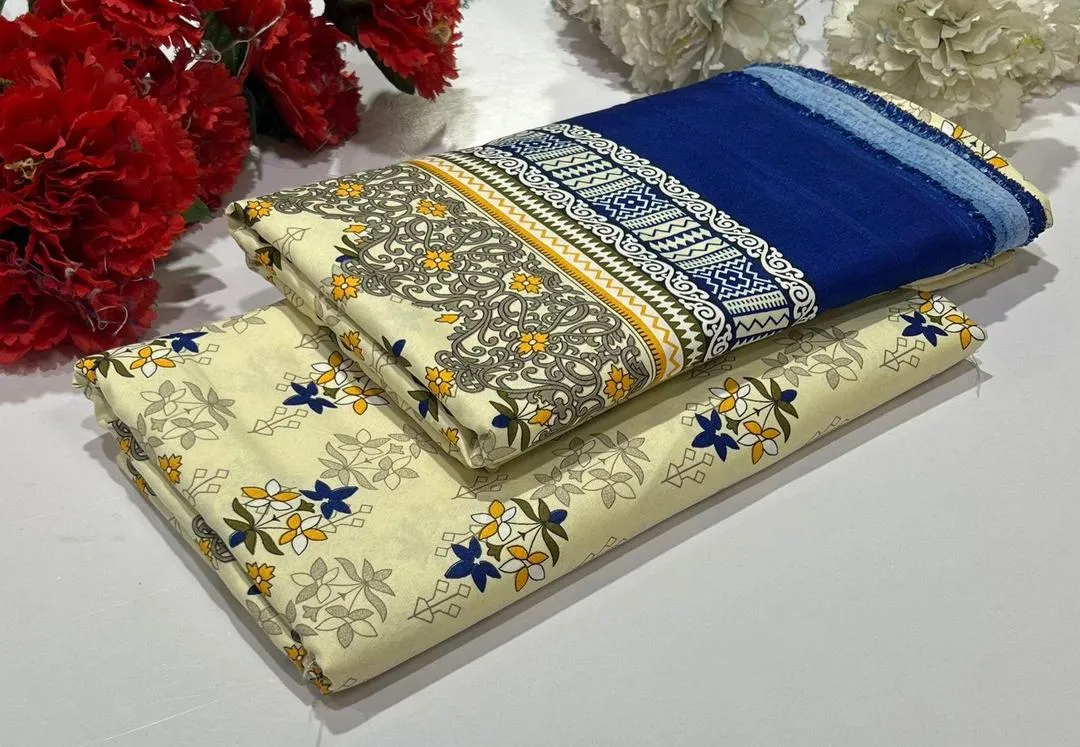 2 Pcs Women's Unstitched Printed Suit