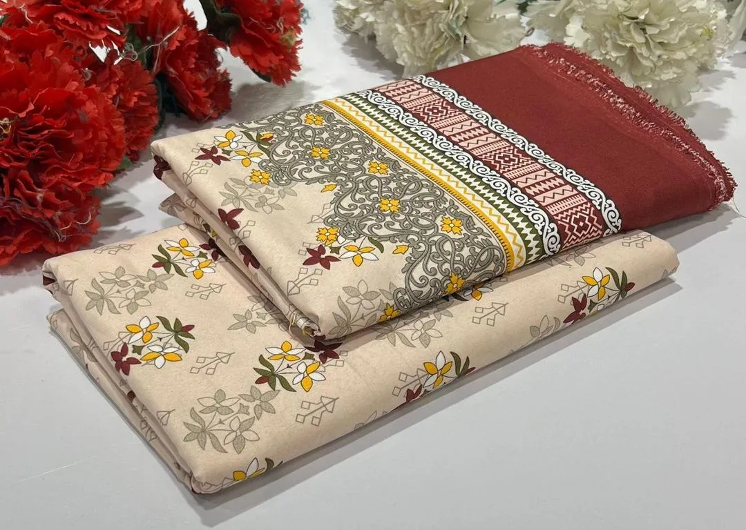 2 Pcs Women's Unstitched Printed Suit