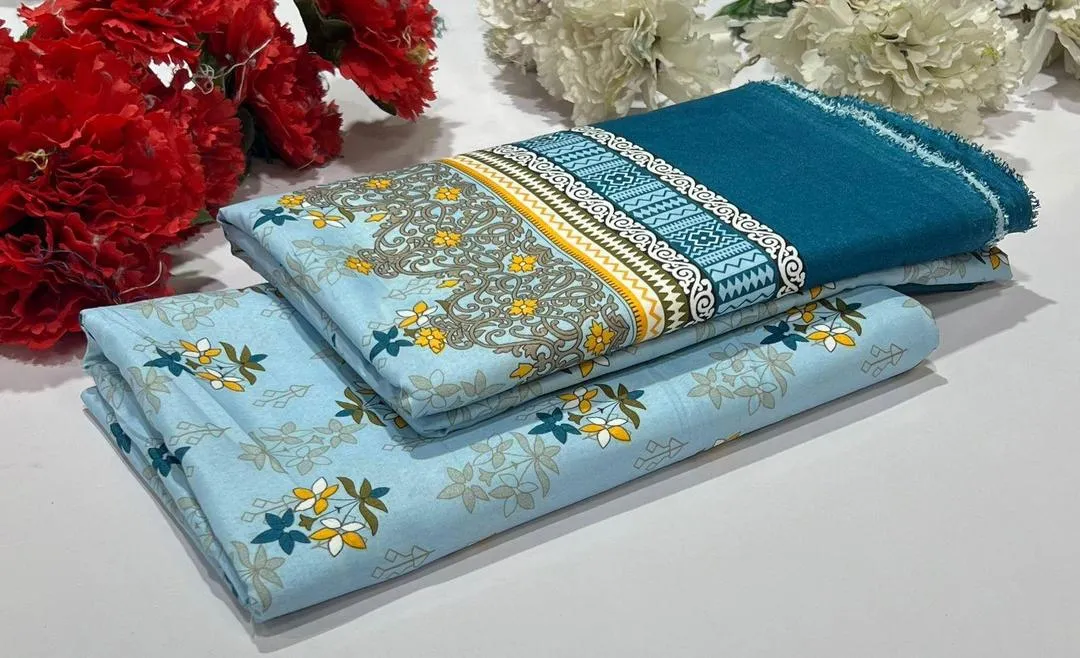 2 Pcs Women's Unstitched Printed Suit