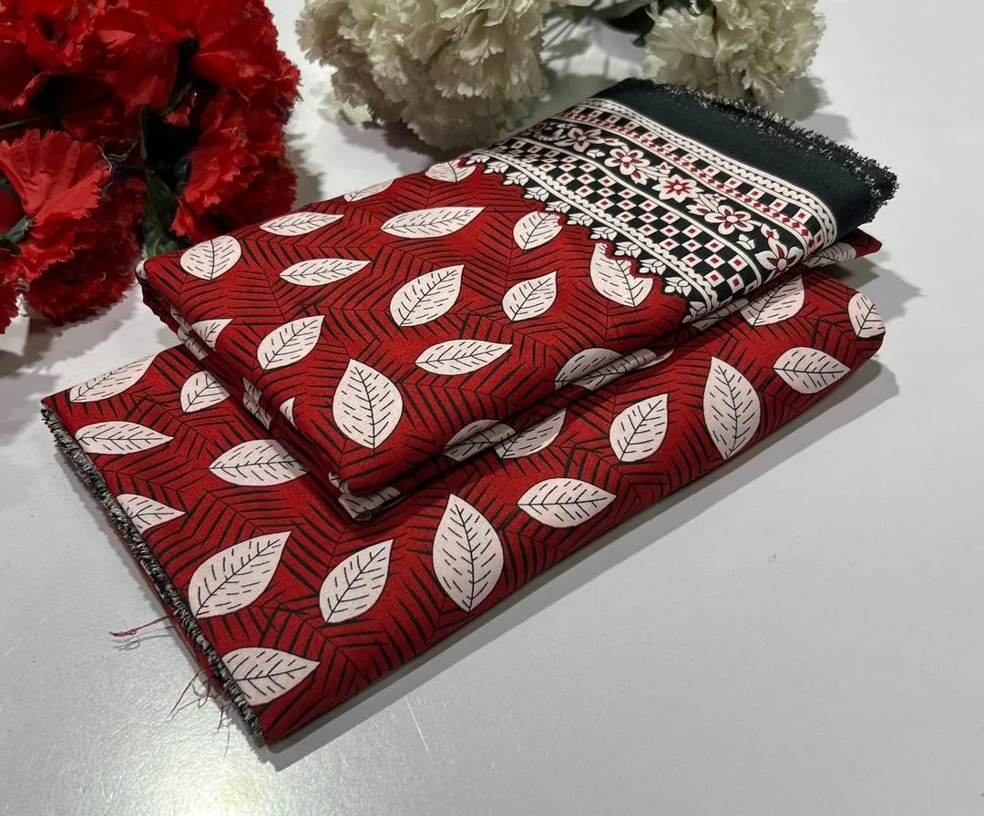 2 Pcs Women's Unstitched Printed Suit