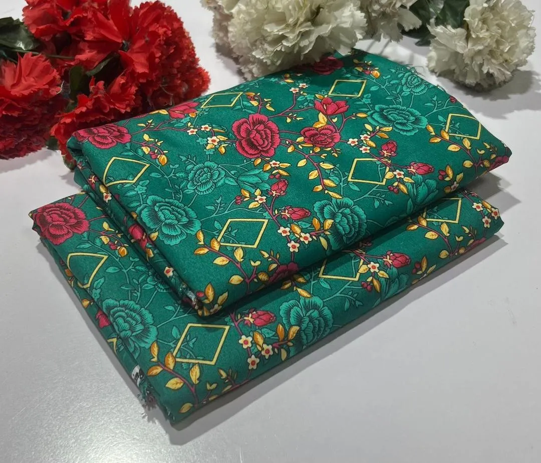 2 Pcs Women's Unstitched Printed Suit