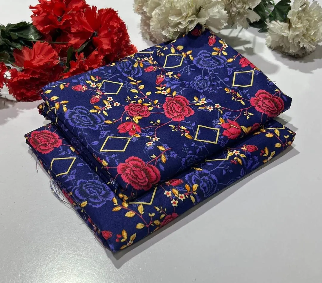 2 Pcs Women's Unstitched Printed Suit