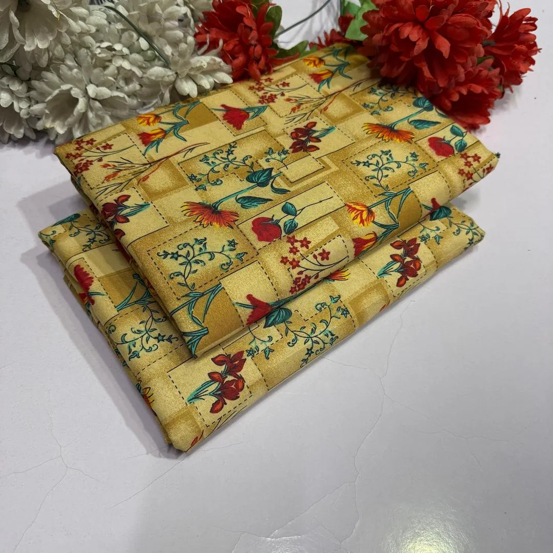 2 Pcs Women's Unstitched Printed Suit