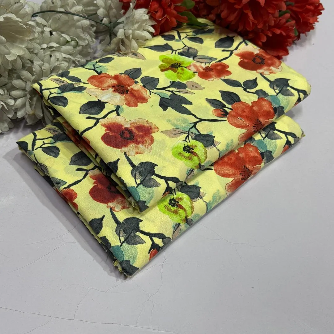 2 Pcs Women's Unstitched Printed Suit