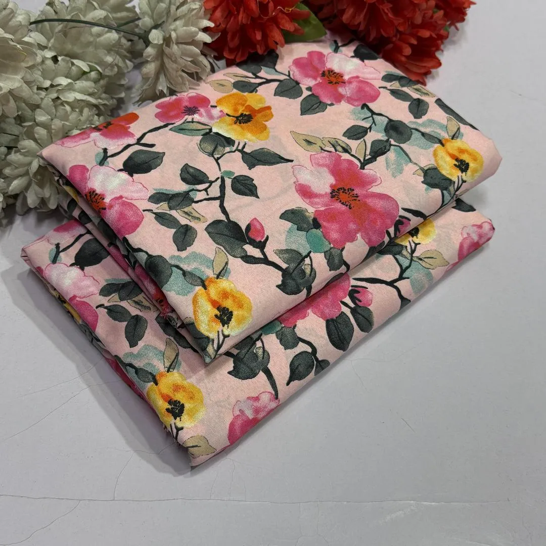 2 Pcs Women's Unstitched Printed Suit