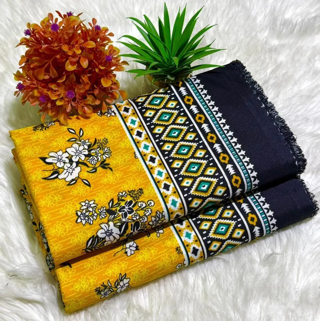 2 Pcs Women's Unstitched Printed Suit