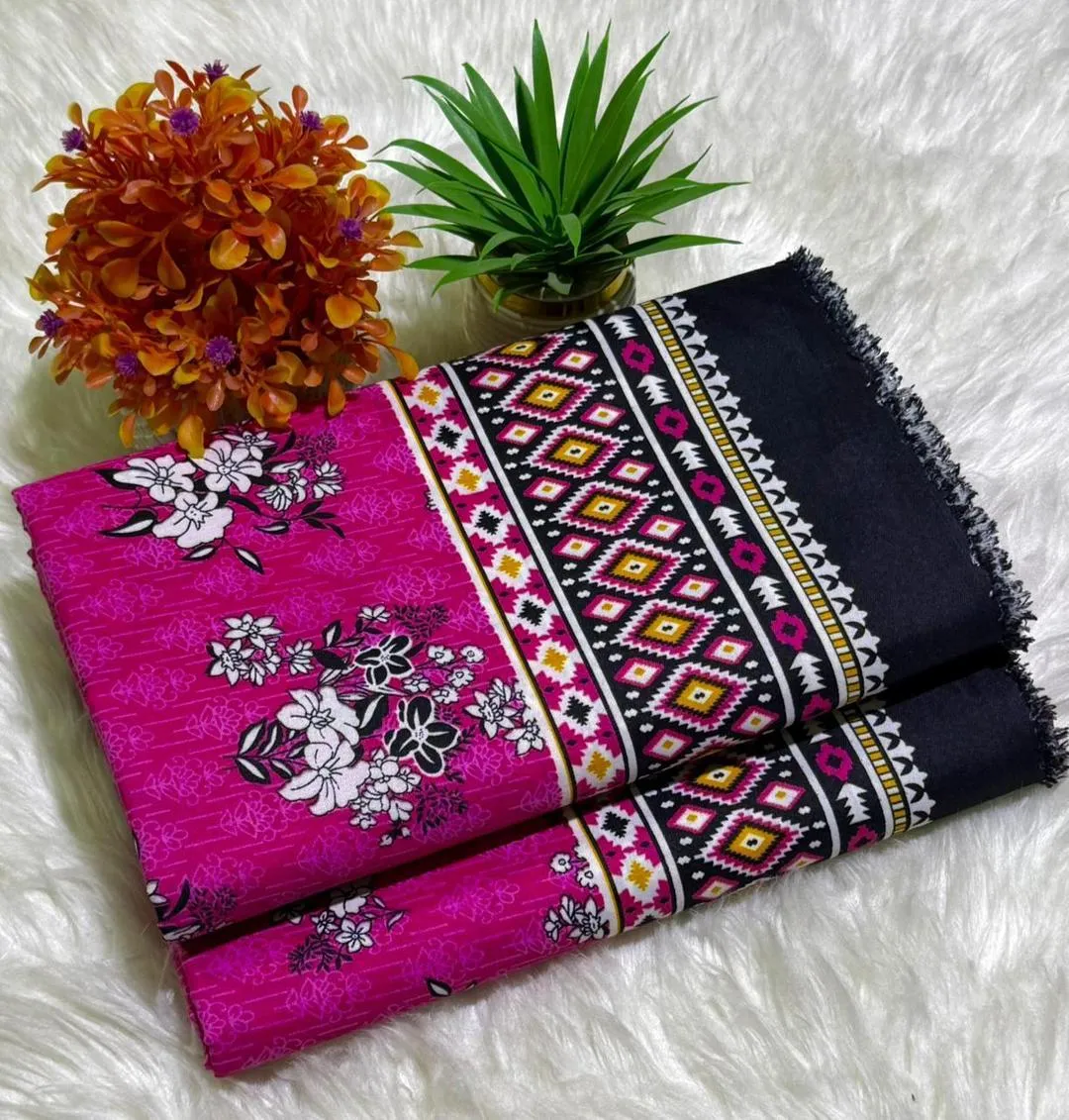 2 Pcs Women's Unstitched Printed Suit