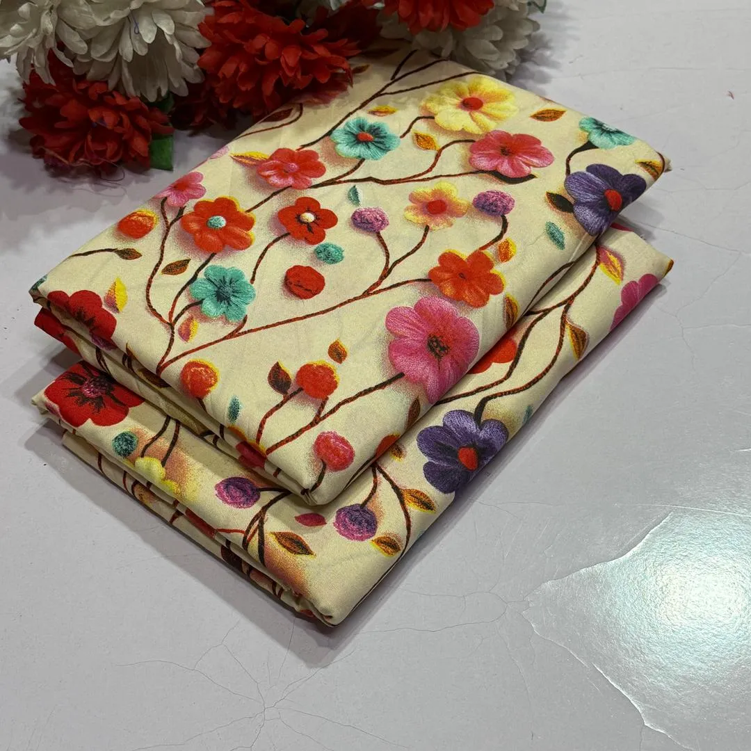 2 Pcs Women's Unstitched Printed Suit