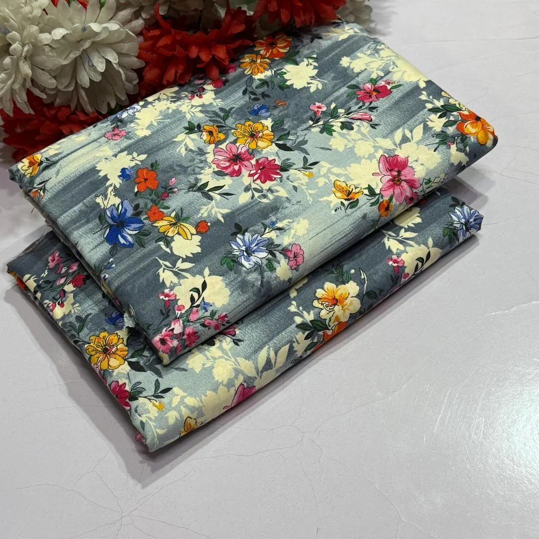 2 Pcs Women's Unstitched Printed Suit