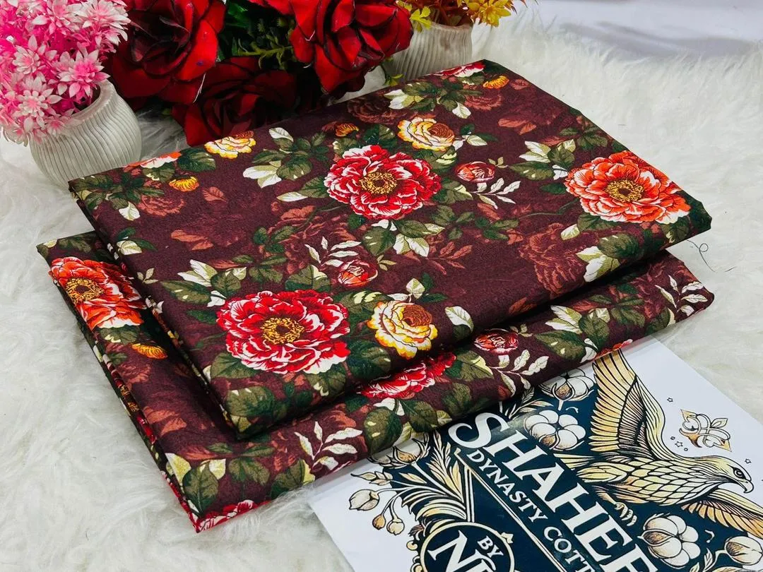 2 Pcs Women's Unstitched Printed Suit