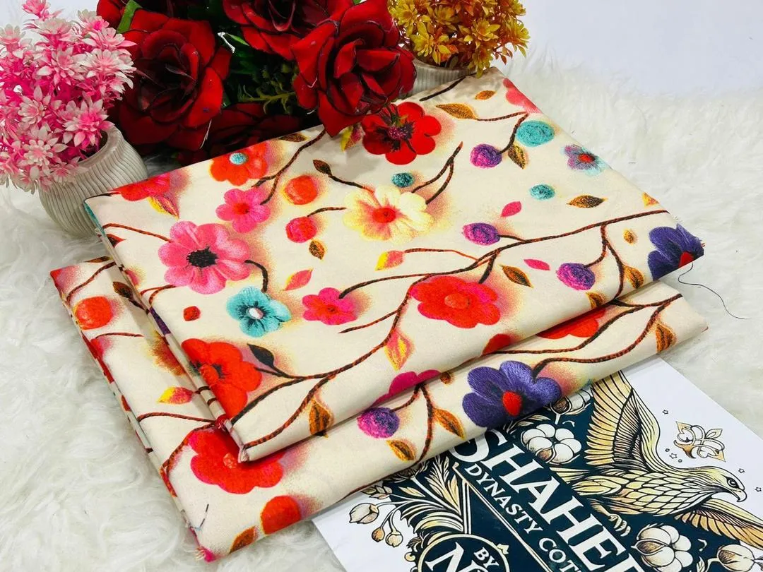 2 Pcs Women's Unstitched Printed Suit