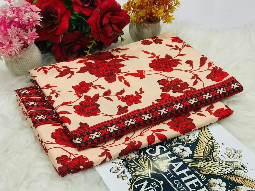 2 Pcs Women's Unstitched Printed Suit