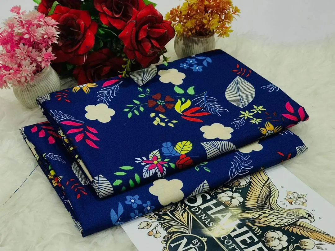 2 Pcs Women's Unstitched Printed Suit