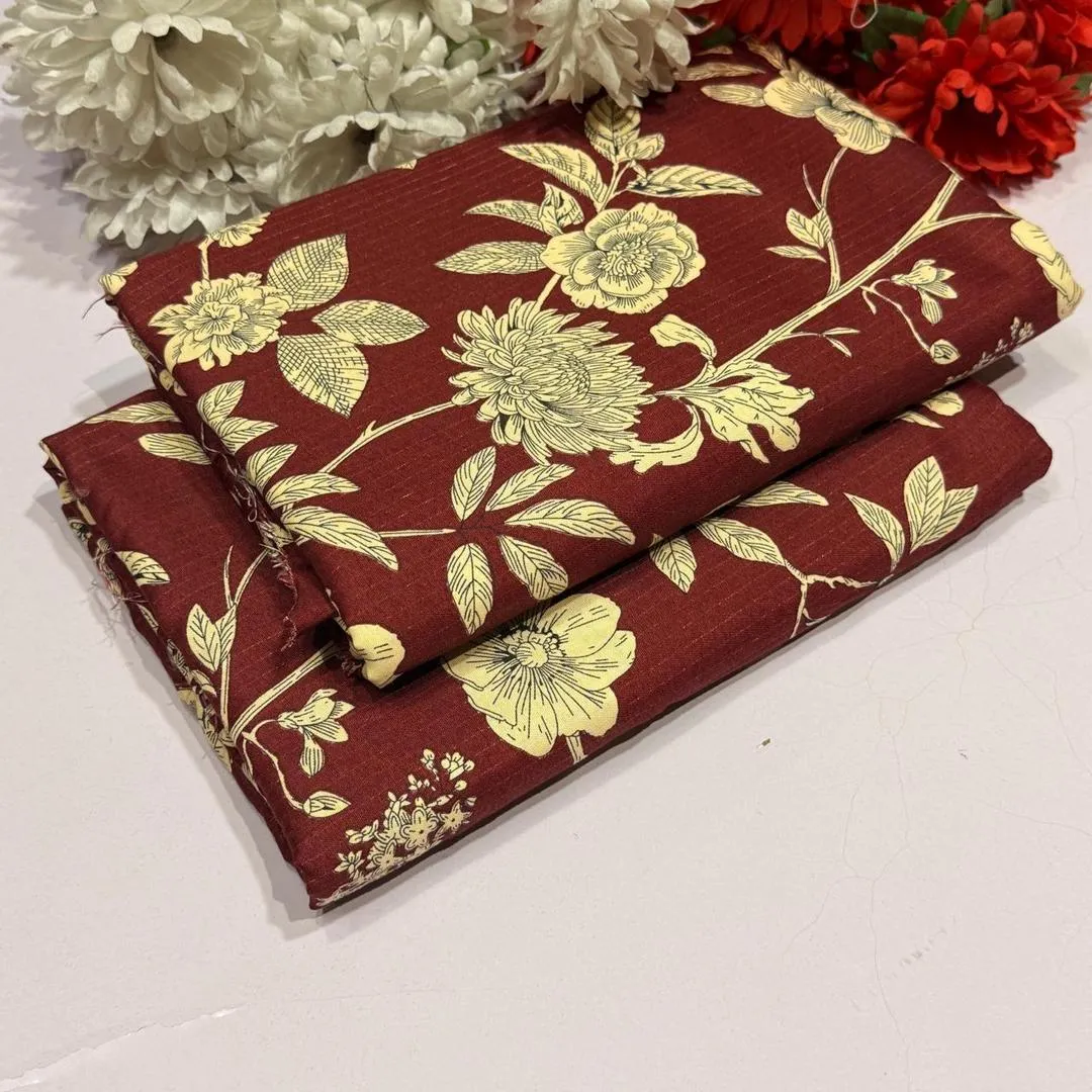 2 Pcs Women's Unstitched Printed Suit