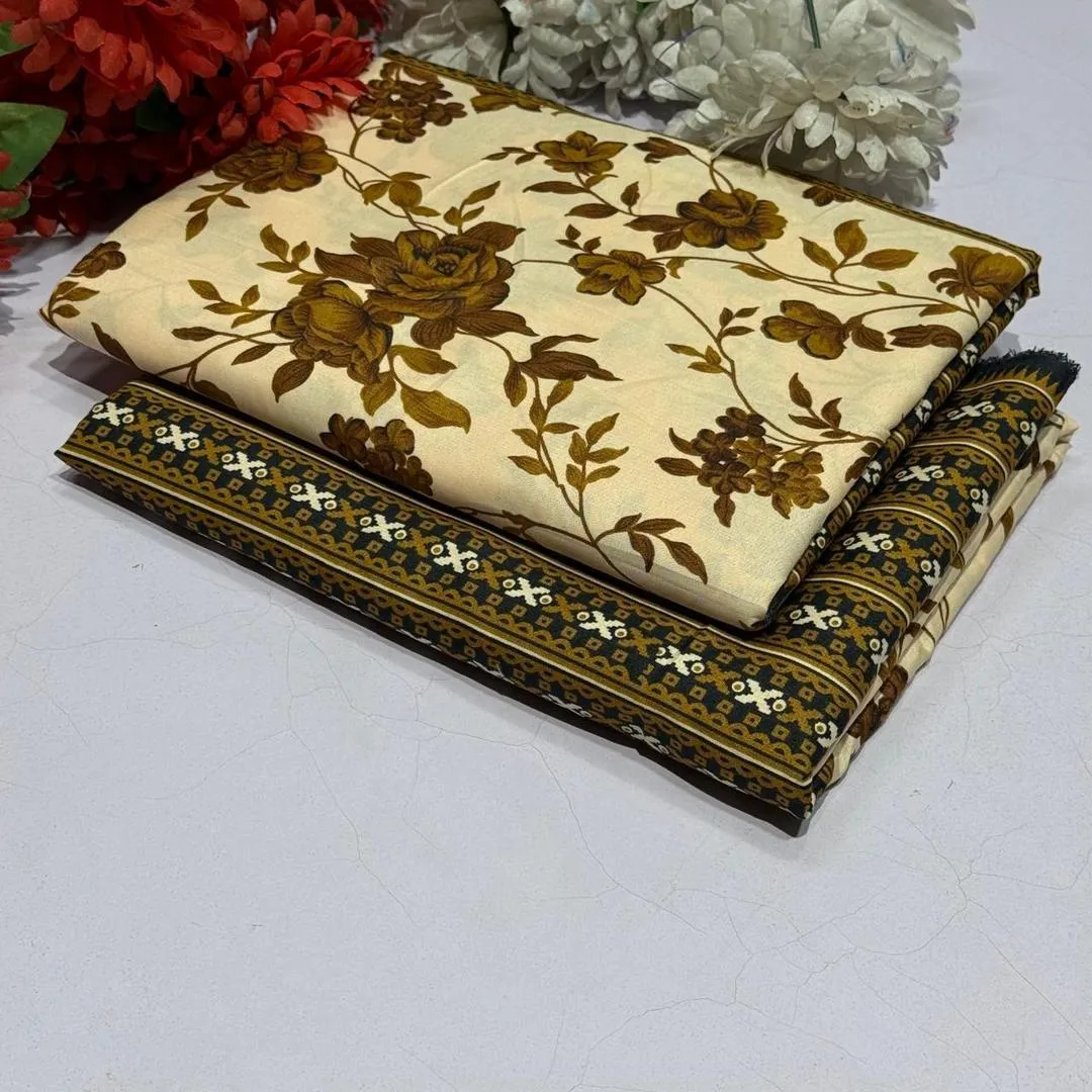 2 Pcs Women's Unstitched Printed Suit