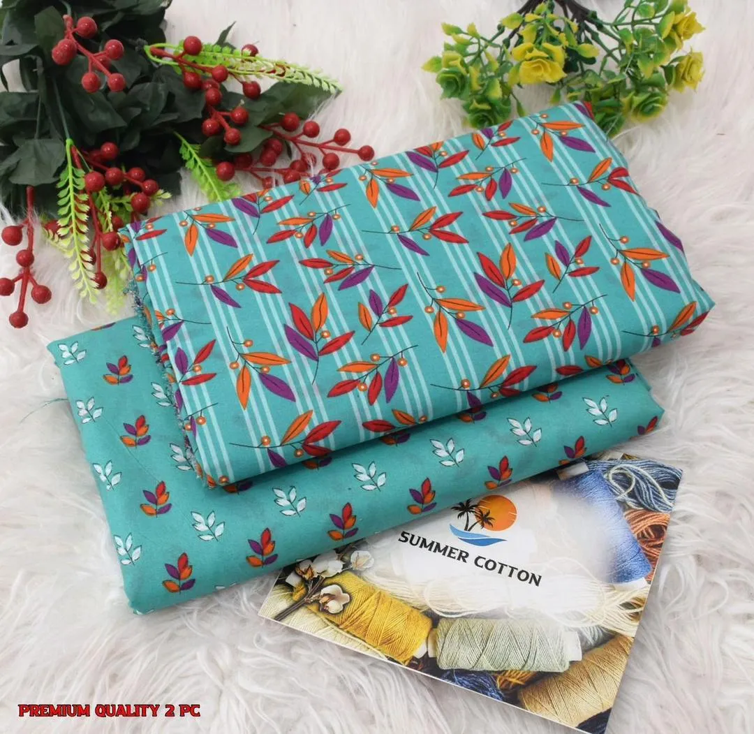 2 Pcs Women's Unstitched Printed Suit