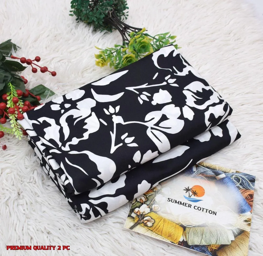 2 Pcs Women's Unstitched Printed Suit