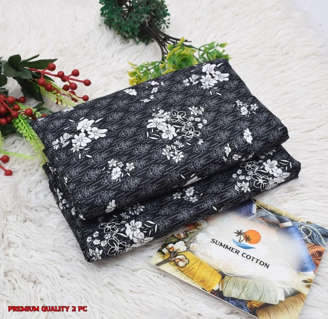 2 Pcs Women's Unstitched Printed Suit