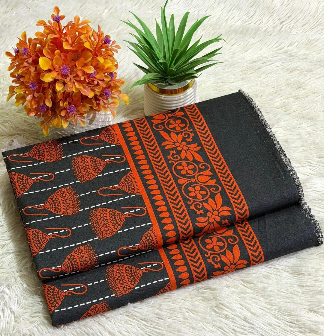 2 Pcs Women's Unstitched Printed Suit