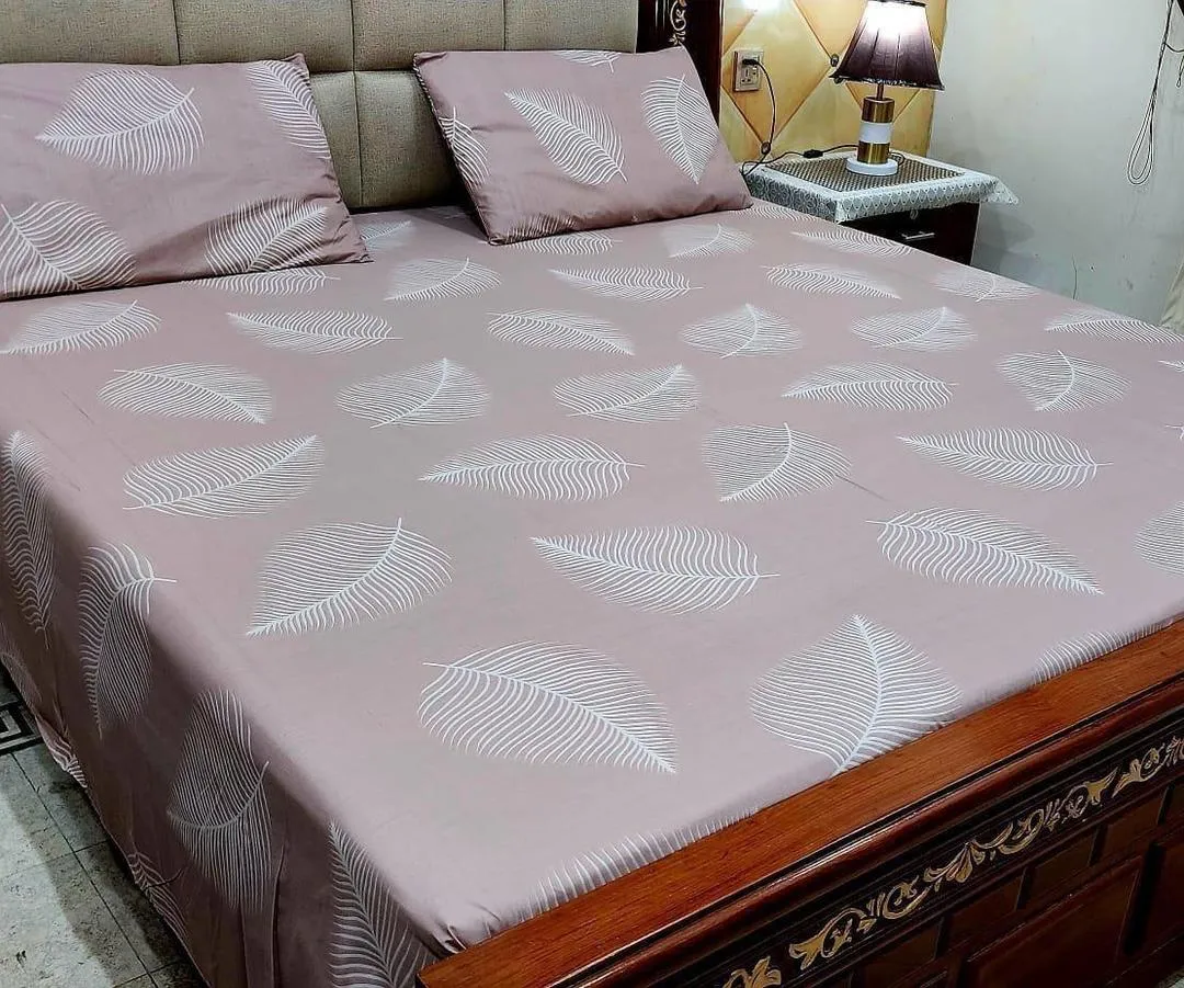3 Pcs Cotton Printed Double Bedsheet