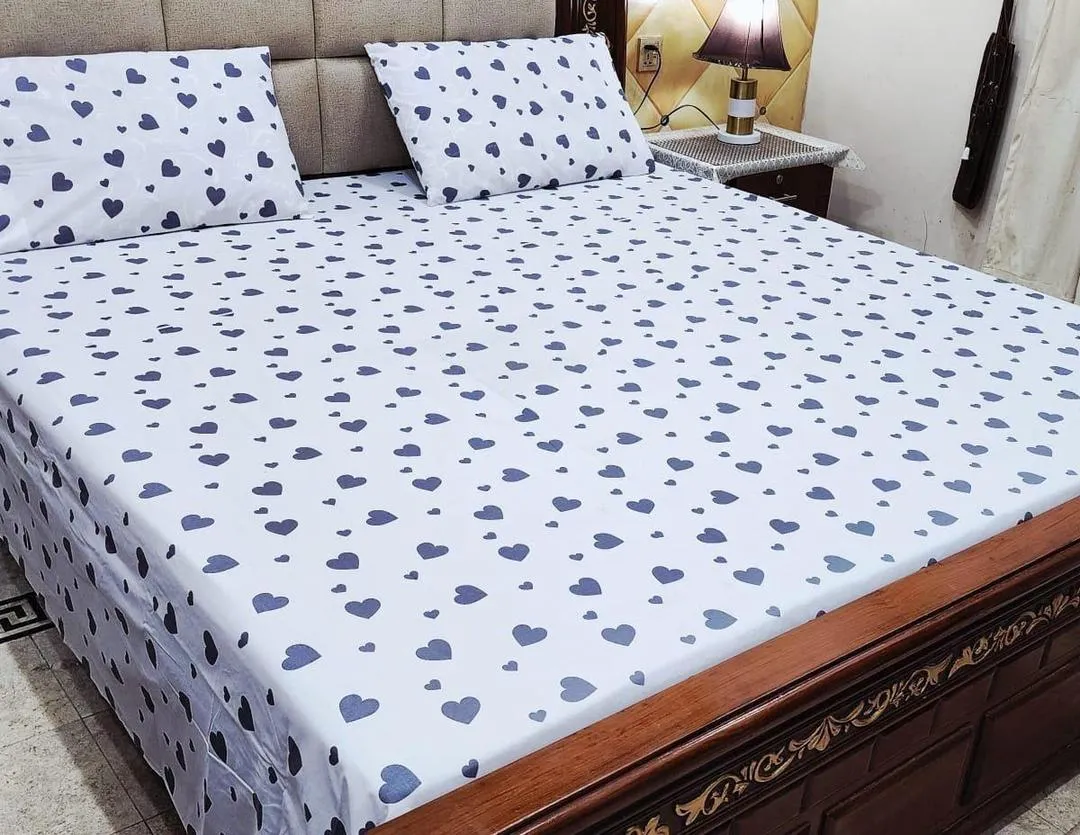 3 Pcs Cotton Printed Double Bedsheet