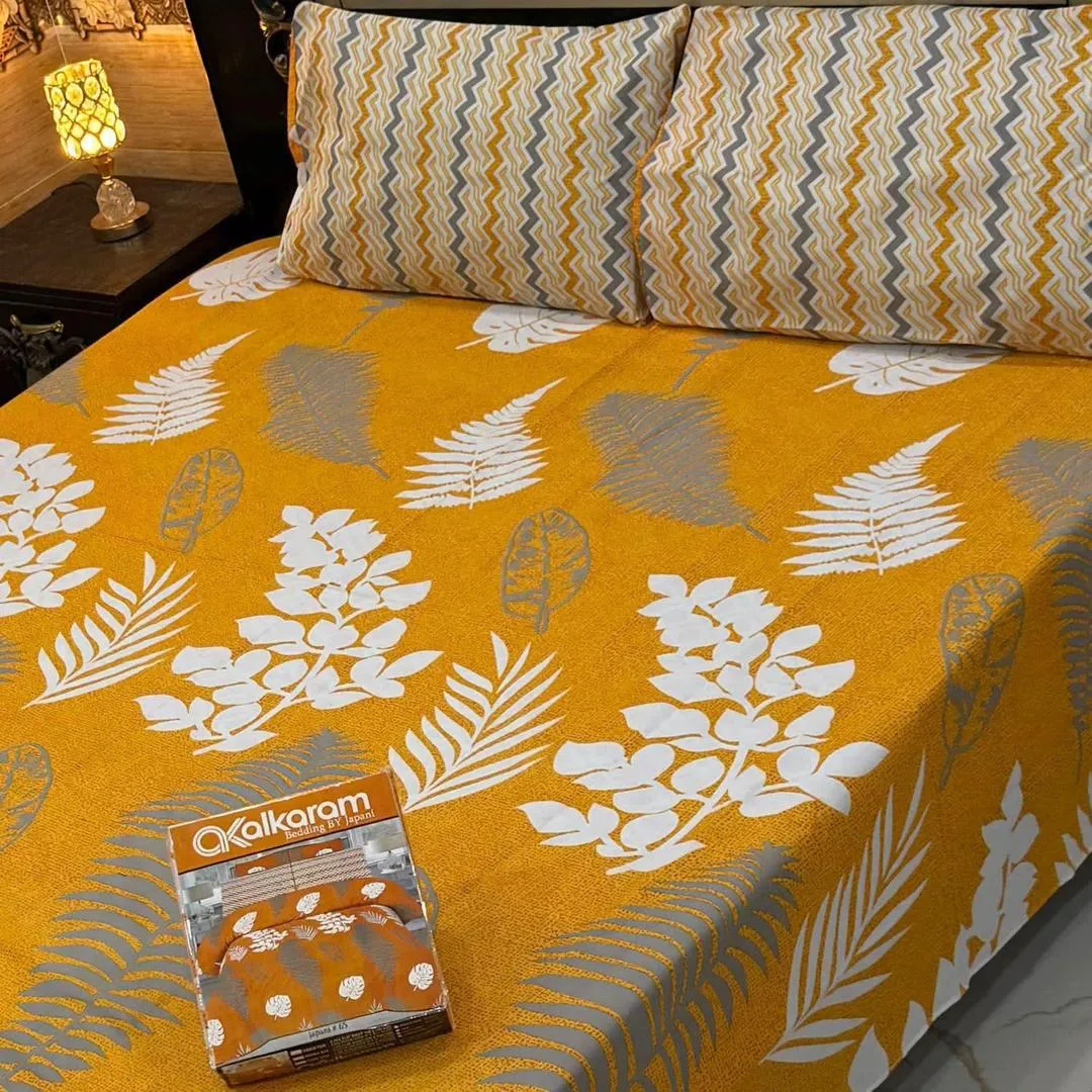 3 Pcs Mix Cotton Printed Double Bedsheet