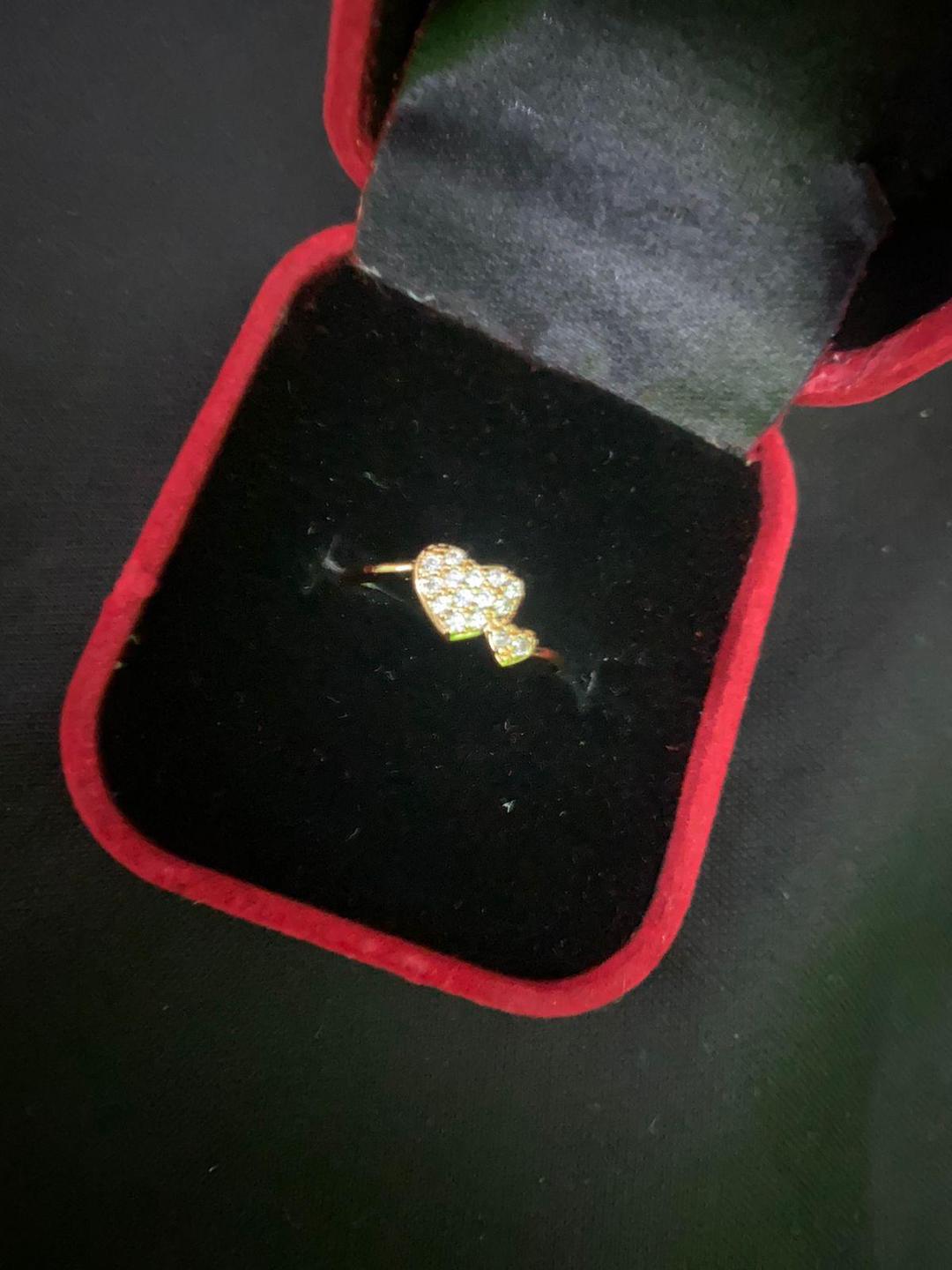 Heart Design Gold Plated Crystal Charm Ring