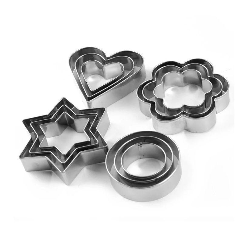 12 Pcs Set Stainless Steel Cookie Biscuit Fondant Cake Paste Cutter