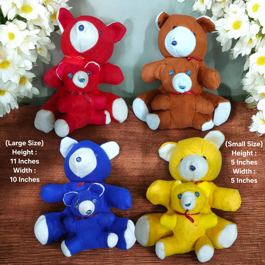 Adorable Plush Teddy Bear - 2 Pcs - Multicolor Polyester Toy for Kids 1-12 Years