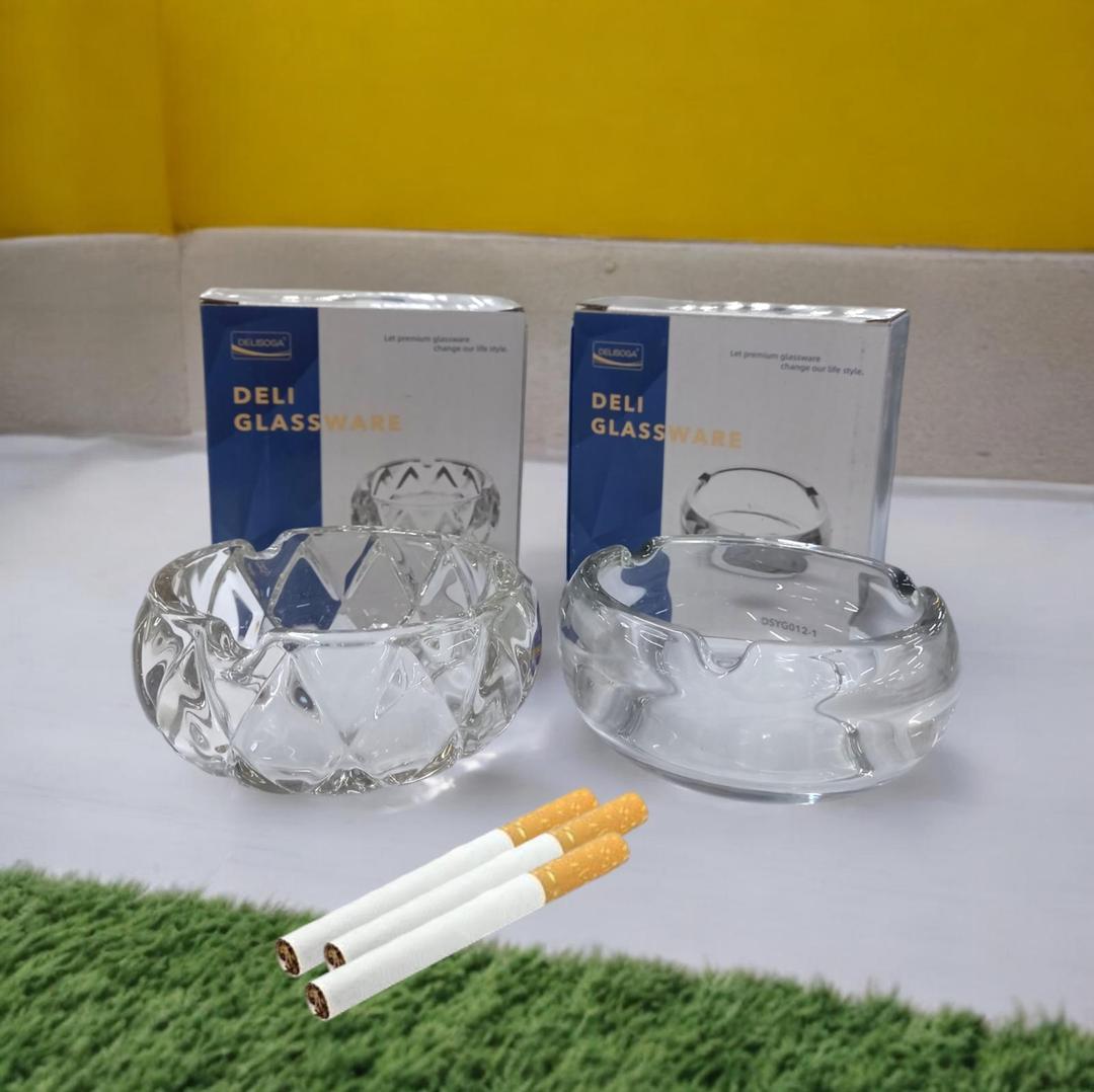 Durable Self Extinguishing Ashtray - Easy to Clean, 2-Piece Transparent White Set