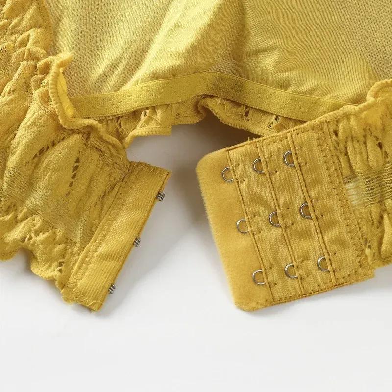 Yellow Padded Bra A Cup Lightweight Net Fabric