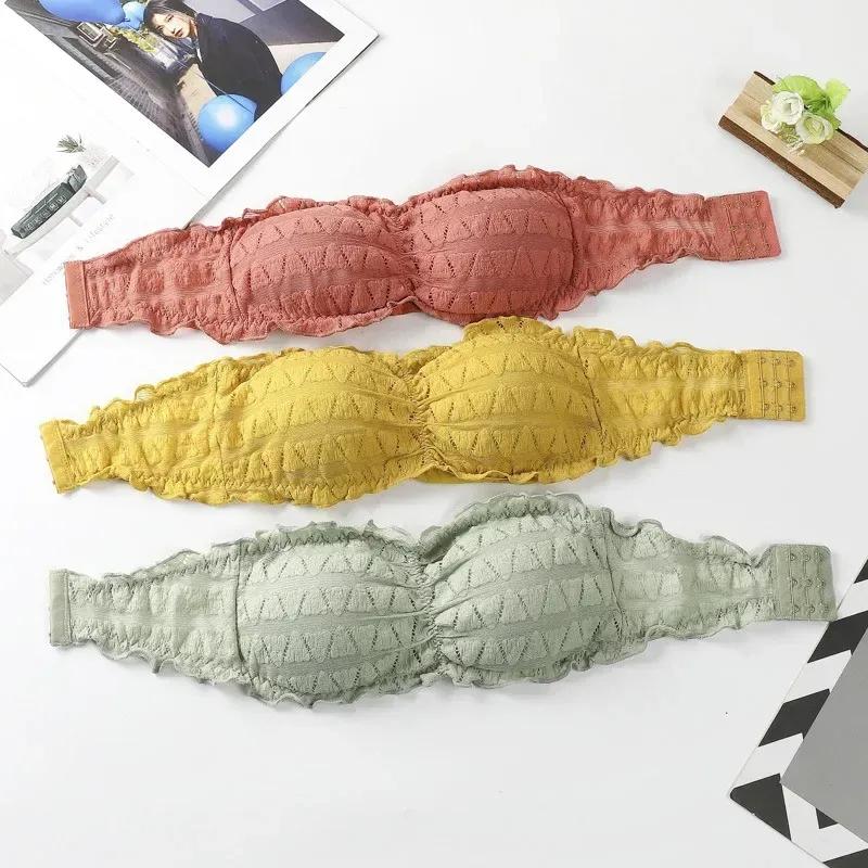 Yellow Padded Bra A Cup Lightweight Net Fabric
