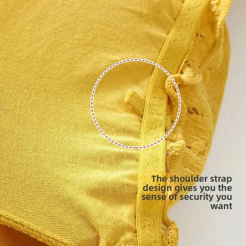 Yellow Padded Bra A Cup Lightweight Net Fabric