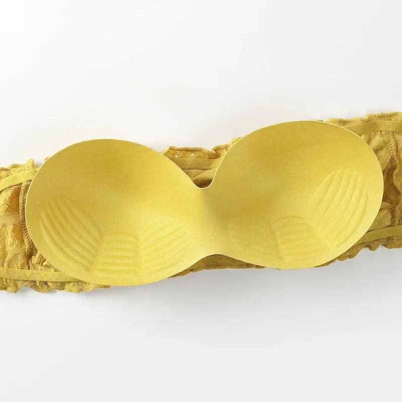 Yellow Padded Bra A Cup Lightweight Net Fabric